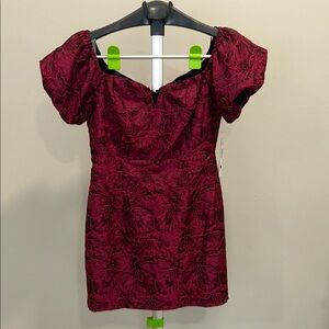 Aqua Burgundy Floral Mini Dress